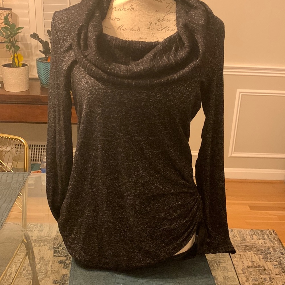 White House Black Market Cowl Neck Tunic Black/Gray